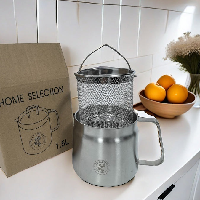 Rose and Stainless Steel Fryer with packing, basket and main fryer